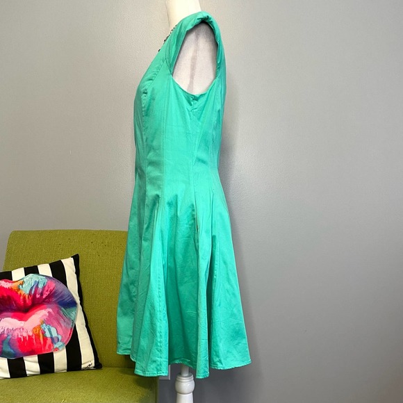 Jessica Simpson Green Fit and Flare Dress 10 Work Cocktail - Picture 3 of 5